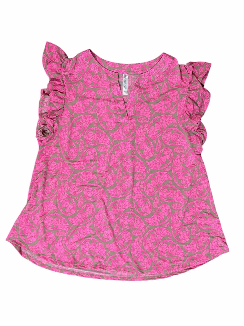 DEAR SCARLETT Pink Paisley Ruffle Sleeve Top